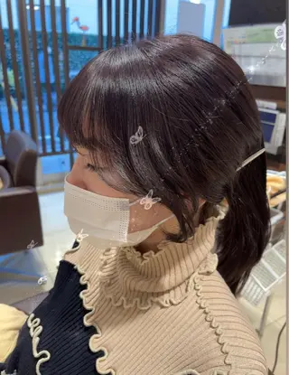 セミロング カラー ヘアアレンジ eN°byyoureshair所属・🎀トップスタイリ スト湯川響🎀のヘアスタイル