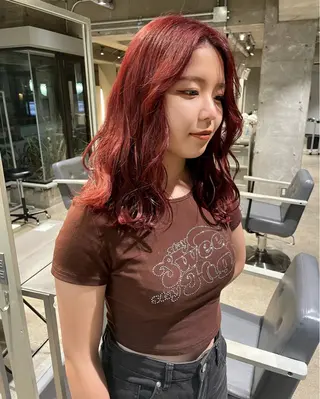 ミディアム カラー レイヤーパーマ🪐 伽羅のヘアスタイル