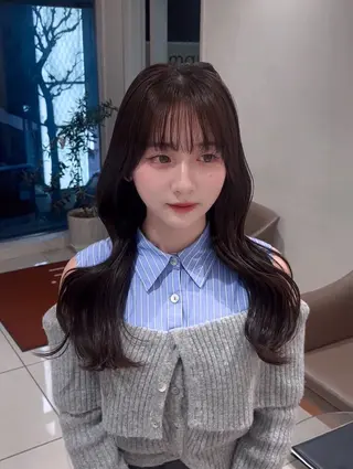 ロング カラー 💖大人韓国ヘア💖 韓国艶カラー【銀座】のヘアスタイル