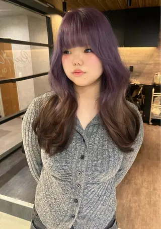 セミロング Wカラー/レイヤーカ ット/韓国/デザインのヘアスタイル