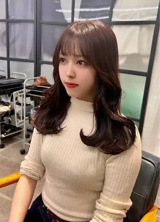 セミロング カラー 韓国×髪質改善カラー 💎hinaのヘアスタイル