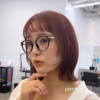 ミディアム カラー レイヤー/ボブ/透明 感カラー/佐藤奈由のヘアスタイル