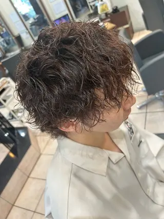 ミディアム パーマ メンズ 大阪/梅田/シャドウ パーマ/ノボリユウタのヘアスタイル