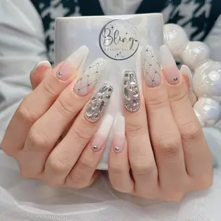 ロング 波 なみのネイルデザイン