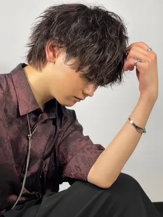 ミディアム パーマ ヘアアレンジ メンズ プレミアムバーバー新宿店所属・⚡️メンズ特化⚡️ 倉林 隼大のヘアスタイル