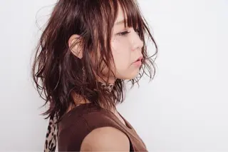 ミディアム カラー パーマ 松村 崇弘のヘアスタイル