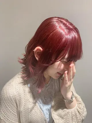 ミディアム カラー ハイトーン/ウルフ /小澤凌祐🦕のヘアスタイル