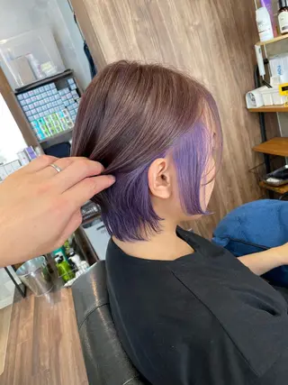 ショート カラー Lull (シェアサロンReco VIProom)所属・Lull1人美容室 バレイヤージュのヘアスタイル