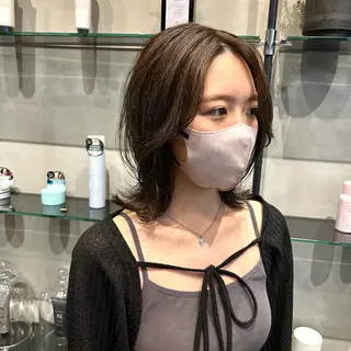 ミディアム ボブ・レイヤー 田中 励也のヘアスタイル