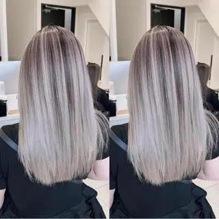 ロング カラー オフホワイトアンドなんば所属・福西 洋斗のヘアスタイル