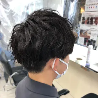 ショート パーマ メンズ 髪質改善&ハイライト 山本翔大🍋のヘアスタイル