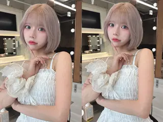 ミディアム rina／ベージュ ワンホン/韓国ヘアのヘアスタイル