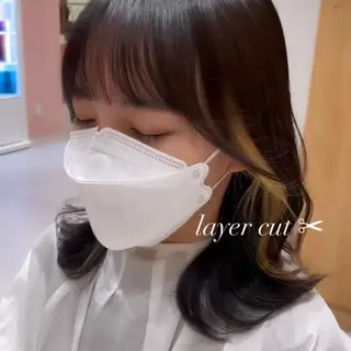 ミディアム Toiro所属・🤎小顔レイヤー /ベージュ🤎友香のヘアスタイル
