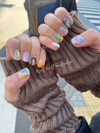 ネイル リボン、ガーリー パーツ放題専門店のネイルデザイン