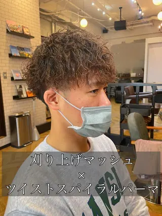 ミディアム パーマ メンズ エクステ指名No.1 【店長】橘田のヘアスタイル