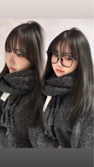 セミロング カラー 艶感ワンホン color✨のヘアスタイル