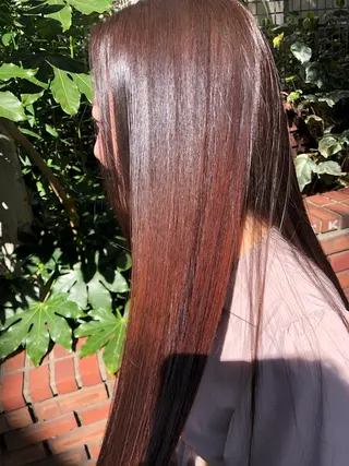 ロング ブリーチなしダブル カラー縮毛矯正　下野のヘアスタイル