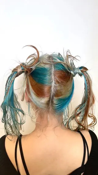 カラー はなえ/ブリーチ/複 雑履歴修正のヘアスタイル