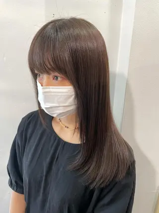 ロング カラー ブリーチなしで透け感 暖色カラーボブaoiのヘアスタイル