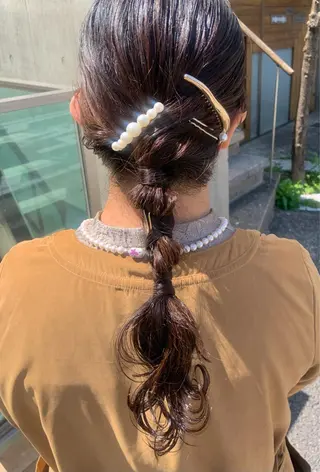 セミロング ヘアアレンジ 名駅/大人可愛い /艶髪/流音のヘアスタイル