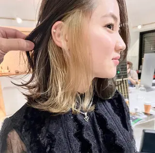 ミディアム カラー パーマ ヘアアレンジ メンズ キッズ ネイル マツエク・マツパ アイブロウ 韓国風×透明感カラー 髪質改善オタベシンヤのヘアスタイル