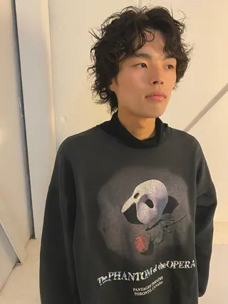 ミディアム パーマ メンズ 森貴裕/ベージュ/ パーマ/オリーブのヘアスタイル