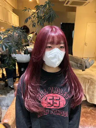 ロング 髪質改善×ハイトーン 天神 大名 美容室のヘアスタイル