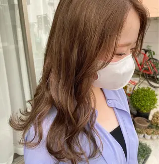 セミロング カラー グレージュ/透明感/ 韓国ヘア/RISAのヘアスタイル
