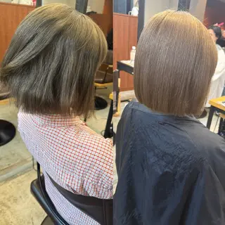 ショート 縮毛矯正/ブリーチ なしWカラー/みゆのヘアスタイル