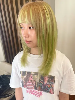 ミディアム カラー 髪質改善ｶﾗｰ ｹｱﾌﾞﾘｰﾁ/ﾀﾑのヘアスタイル