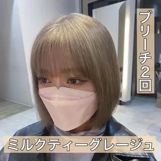 ミディアム カラー 鈴木直之/ハイトーン /ボブ/美髪矯正のヘアスタイル