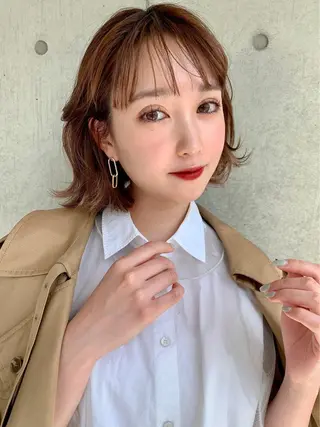 ミディアム カラー 赤み消し韓国ヘア レイヤー縮毛🤍渡邉のヘアスタイル