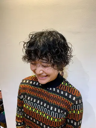 ミディアム パーマ ボブパーマ 艶カラー/横山大樹のヘアスタイル