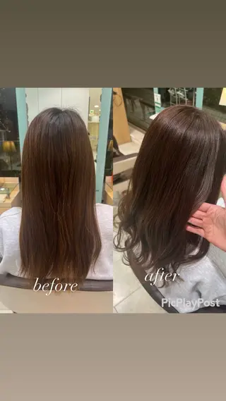 セミロング カラー 大人女性ぼかし メンズ強化🦙平作のヘアスタイル