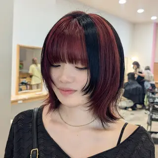 ミディアム カラー 彩桜/艶カラー/小顔 に見せるカット✂のヘアスタイル