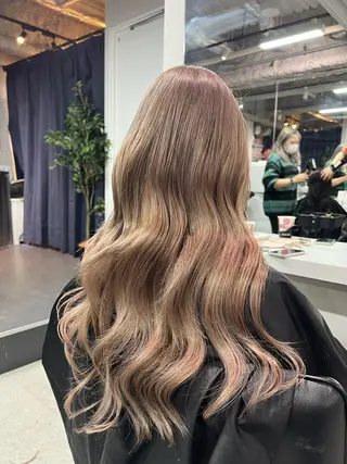 ロング カラー ハイトーン&髪質改善 ＆韓国エクステ🤎のヘアスタイル