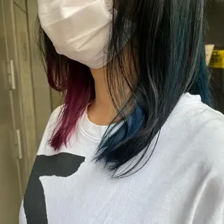 ミディアム カラー 梅田ハイトーン チダ ヒナノのヘアスタイル