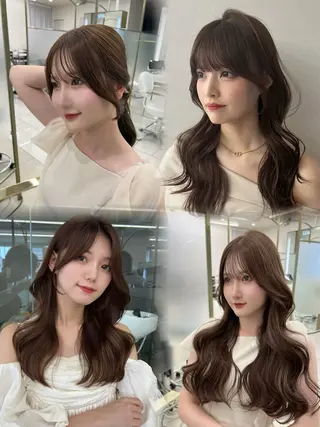 ロング 顔周りカット/髪質 改善/透明感カラーのヘアスタイル