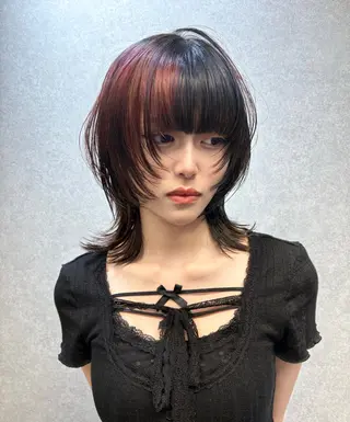 ミディアム カラー rilas博多所属・jyui/原宿 ハイトーン/デザインのヘアスタイル