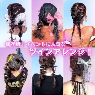 ミディアム カラー パーマ ヘアアレンジ アイブロウ 推し活専用 【派手髪】飯野ゆかりのヘアスタイル