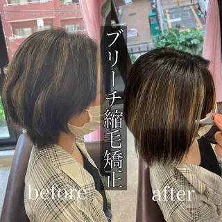 ショート レイヤーカット 縮毛矯正◽️河野泰貴のヘアスタイル