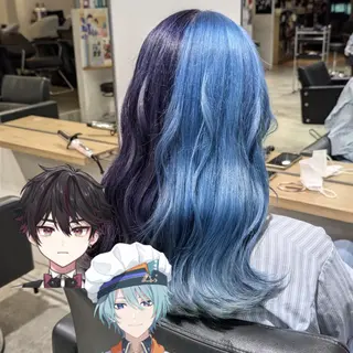 カラー ロング 推しカラー🦉にじさ んじカラー🌈🕒✨のヘアスタイル