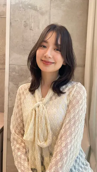 セミロング カラー パーマ ヘアアレンジ 【くせ毛解消】縮毛 髪質改善✨たくみ✨のヘアスタイル