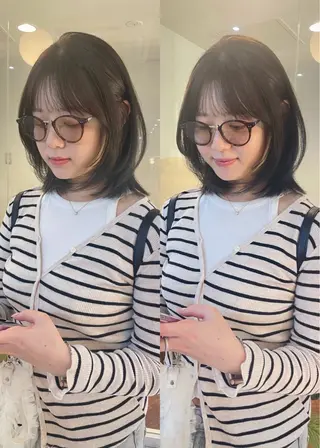 ミディアム ボブ/透明感カラー/ 赤み消し/髪質改善のヘアスタイル