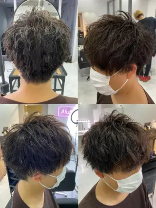 ショート カラー パーマ ヘアアレンジ メンズ 🔥メンズパーマ特 化🔥渡辺一翔🔥のヘアスタイル