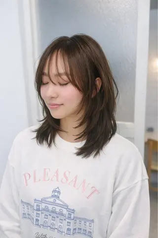 セミロング 艶髪×縮毛矯正/ レイヤー　西村のヘアスタイル