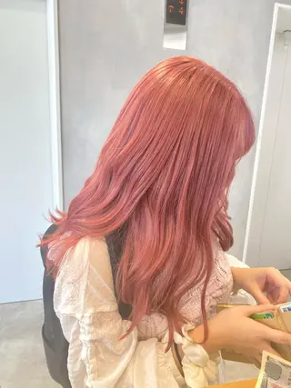 ロング カラー ピンク/ベージュ /似合わせ/田島百華のヘアスタイル
