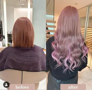 セミロング ヘアアレンジ カラーとエクステ 🌟エクステのヘアスタイル