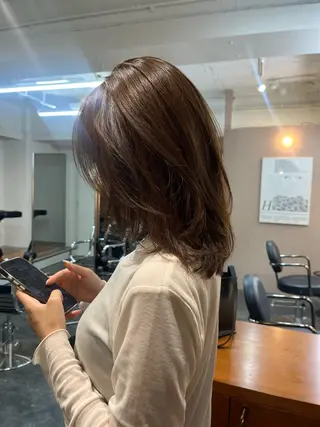 ミディアム レイヤー/ケアパーマ /ニュアンス/モードのヘアスタイル