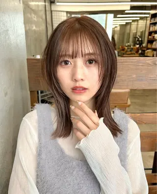 セミロング カラー ヘアアレンジ メンズ Salowin原宿ash所属・‎透明感×艶髪 ‎🫒maki🎀のヘアスタイル